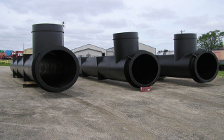 Three large diameter discharge piping